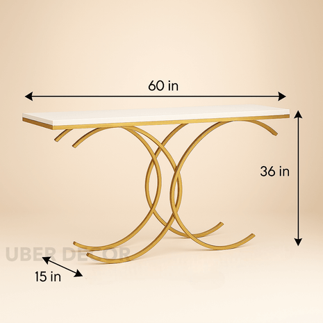 Orion Loop Display Table – Customizable Marble Top with Interlocking Gold Arch Base | Mid‑Century Modern Accent - Uber Decor
