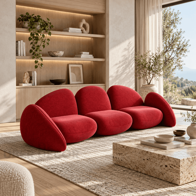 Rumi Modern Wabi Sabi Pebble Sofa Luxury Sculptural Sofa for Living Room, Lounge Area