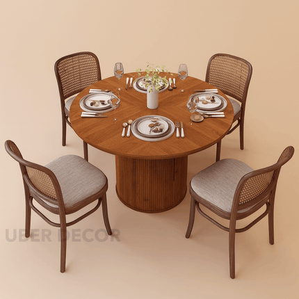 Willow Round Mid-Century Modern Dining Set – Scandinavian Solid Wood with Custom Finish, 4 Seater for Dining Room or Living-Dining Space