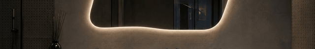 Riva Wide Curve Frameless LED Vanity Mirror Available in Front or Back Lit for Double Vanity and Modern Interiors