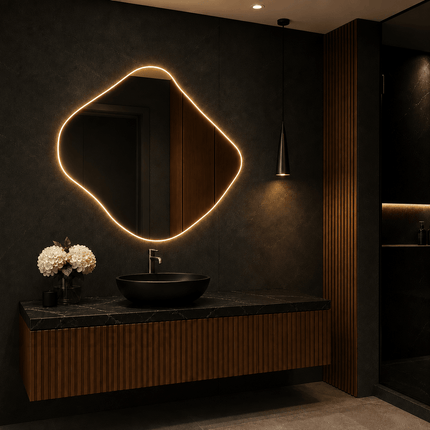 Adeline Frameless Wall Hanging LED Mirror – Front Lit or Back Lit Modern Bathroom Vanity Mirror