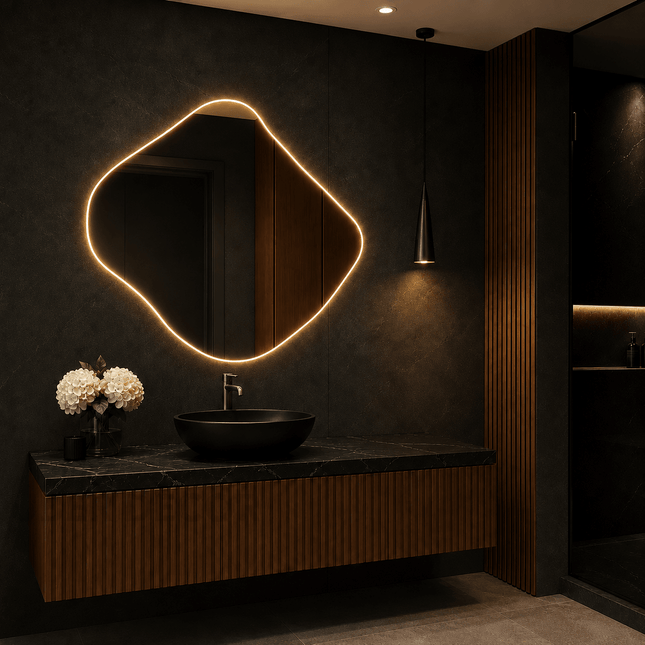 Adeline Frameless Wall Hanging LED Mirror – Front Lit or Back Lit Modern Bathroom Vanity Mirror