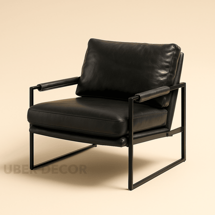 Arlise- Mid Century Modern Leather Upholstered Accent Armchair for Lounge Room, Office or Home