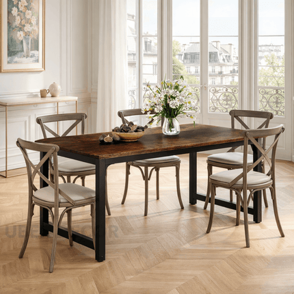 Homestead Forge Dining Table – Rustic Industrial Charm for Warm Gatherings