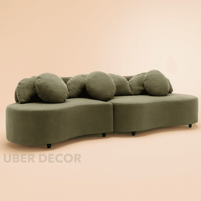 Bourges 3 Seater Curved Sectional Sofa Couch Japandi Wabi Sabi Style Modern Luxury Furniture for Living Room