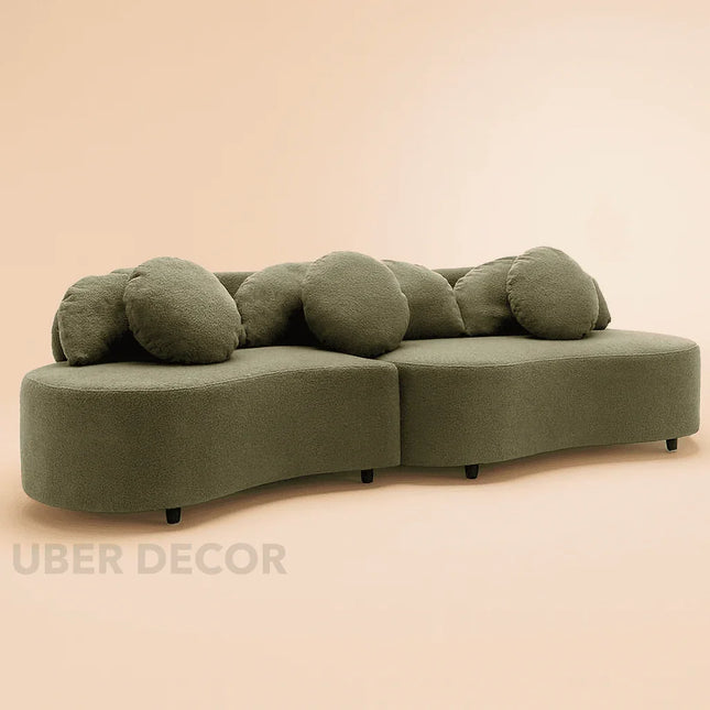 Bourges 3 Seater Curved Sectional Sofa Couch Japandi Wabi Sabi Style Modern Luxury Furniture for Living Room