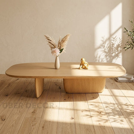 Thames Nova Nordic Minimalist Coffee Table with Solid Wooden Top and Wooden Legs for Luxury Modern Decor or Living Room