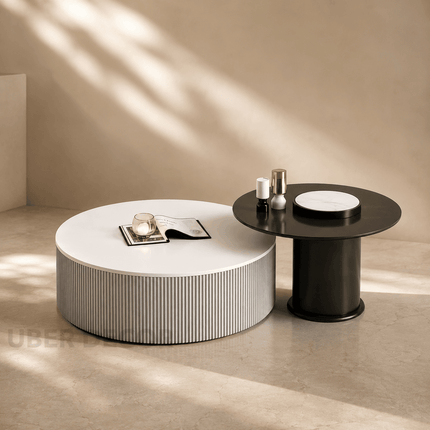 Tiber Oro Italian Luxury Round Coffee Table Tempered Glass Top High Gloss Finish Minimalist Centerpiece for Lounge and Living Suites