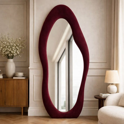 Modern Wavy Edge Full Length Standing Mirror-Large Sized Aesthetic Unique Stylish Mirror for Bedroom