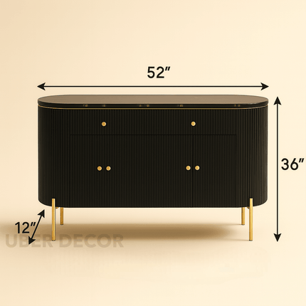NovaLine Console Table – Custom Marble Top with Fluted Front & Multiple Storage Drawers Mid‑Century Modern Entryway Accent
