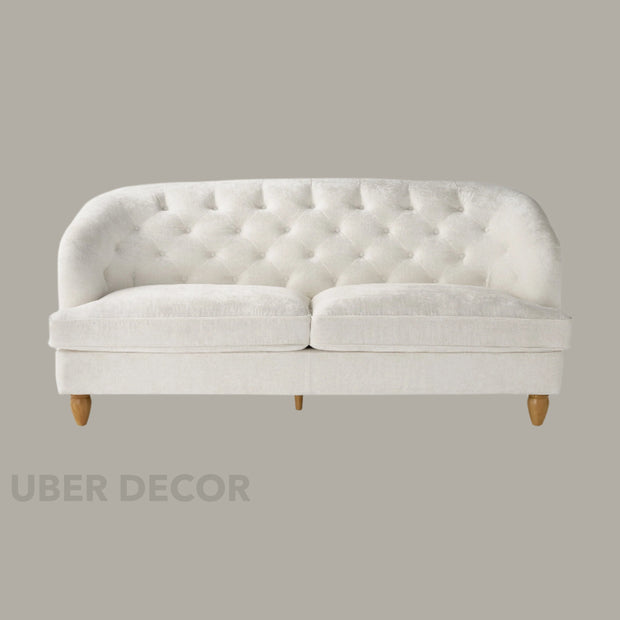 Nestrel Rolled‑Back 3‑Seater Tufted Sofa – Traditional American Modern Couch for Living Room - Uber Decor
