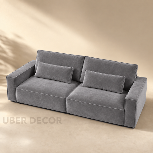 Lunesso Wabi-Sabi Modern 4-Seater Sofa - Japandi-Inspired Compact Couch for Living Room & Studio
