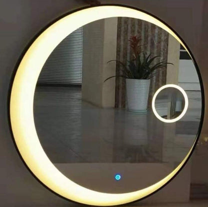 Crescent Glow Round LED Mirror