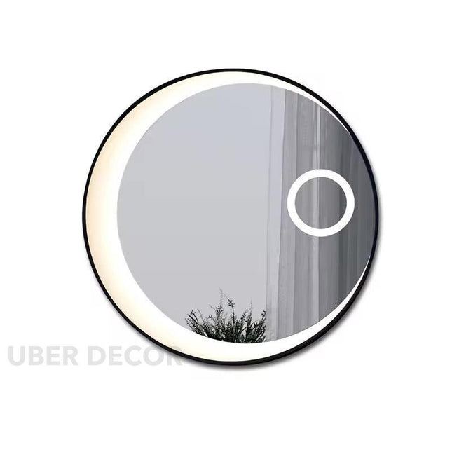 Crescent Glow Round Mirror with LED Lights- Touch Sensor Mirror for Bathroom and Bedroom