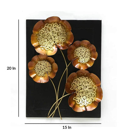 Metal Wall Hanging 4 Flowers Metal Wall Art