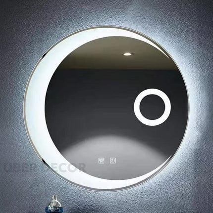 Crescent Glow Round Mirror with LED Lights- Touch Sensor Mirror for Bathroom and Bedroom