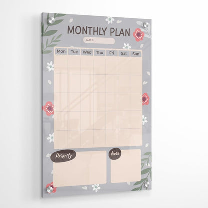 Monthly Plan Glass Writing Board- Printed Acrylic Wall Planner