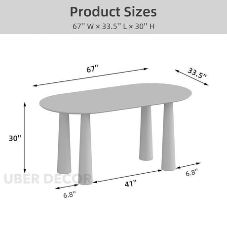 Auburn Grace Oval Dining Table Mid Century Modern Contemporary Design Walnut Brown Finish Cylindrical Legs Ideal for Dining Room - Uber Decor