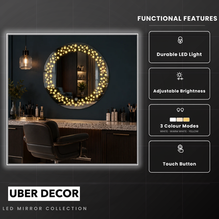 Star Glow Frameless LED Mirror- Front or Backlit Touch Sensor Mirror for Bathroom and Bedroom