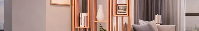 ELION Stainless Steel Vertical Slat Room Partition Divider With Open Display Shelves For Living Room And Home Office
