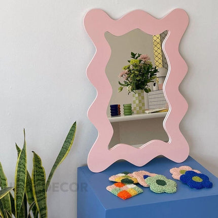 Wavy Edge Full-Length Mirror-Modern Large Irregular Asymmetric Designer Standing Mirror for Bedroom