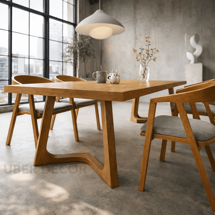 Elmoria Solid Wood Dining Table Scandinavian Modern Rectangular Minimalist Dining Table for Dining Room