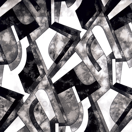 Istanbel Martar - Shadowblock Abstract Printed Suede Upholstery Fabric- Mono Geo Maze