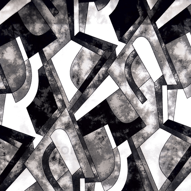 Istanbel Martar - Shadowblock Abstract Printed Suede Upholstery Fabric- Mono Geo Maze