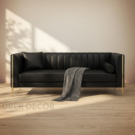 Jakarta 78" Sofa- 3 Seater Modern Tufted Couch with Golden Legs & Armrests for Home or Office