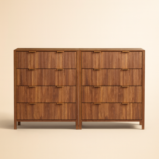 Stratus Grove Modern Walnut Dresser – Vertical Cabinet for Bedroom, Living Room, or Entryway Storage