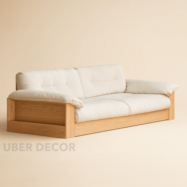 Juneau Wooden Sofa Modern Rustic Couch with Deep Cushions for Living Room