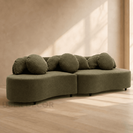 Bourges 3 Seater Curved Sectional Sofa Couch Japandi Wabi Sabi Style Modern Luxury Furniture for Living Room