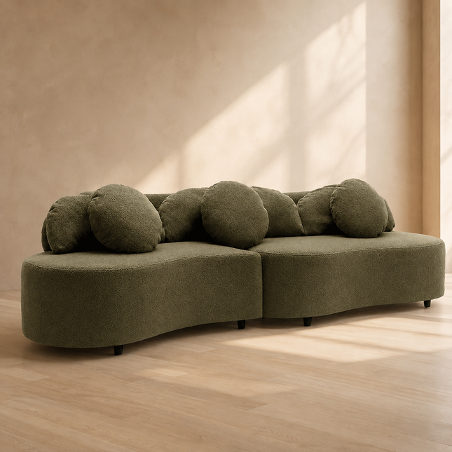 Bourges 3 Seater Curved Sectional Sofa Couch Japandi Wabi Sabi Style Modern Luxury Furniture for Living Room