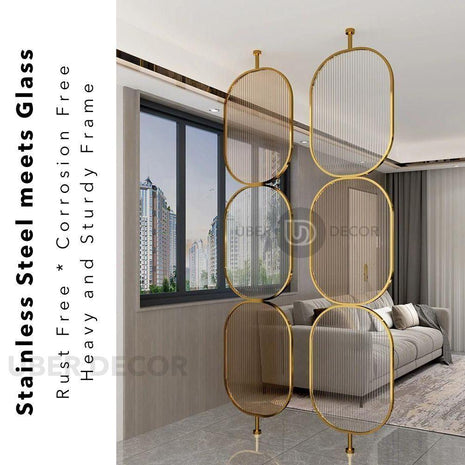 Gleam Metal Room Partition & Divider Stainless Steel Room Partition Wall - Customizable Metal Room Separator - Uber Decor