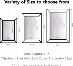 IronGlow- Full Length Metal Framed Large Size Mirror for High Ceiling Living Room, Entrance Foyer, Living Room, Boutique or Clothing Store - Uber Decor