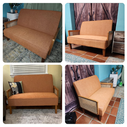 Ivara 43" 2-Seater Upholstered Couch Customisable Rattan Arm Modern Sofa for Living Room or Office