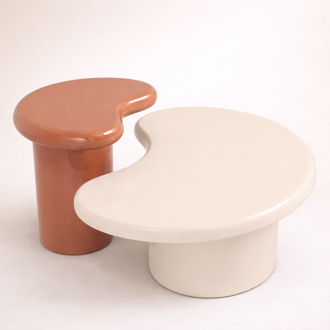 Daly sculptural coffee table for modern lounge spaces with organic form custom made designer center table