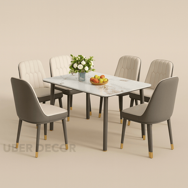 Harborstone Mid-Century Modern European Dining Set β Marble-Inspired Table for Dining Room & Kitchen Spaces
