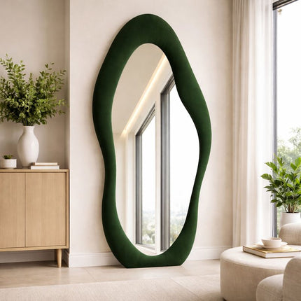 Modern Wavy Edge Full Length Standing Mirror-Large Sized Aesthetic Unique Stylish Mirror for Bedroom