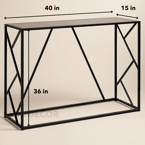 Vanta Grid Display Table – Customizable Top with Black Metal Geometric Base for Entryway & Living Spaces - Uber Decor