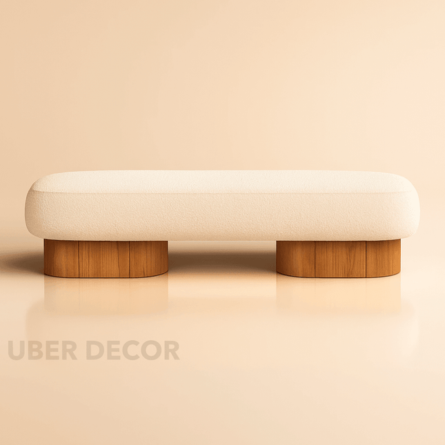 Metro Calm Contemporary Rounded Base Bench Modern Minimal Customisable Seating for Living Bedroom Lounge and Entryway