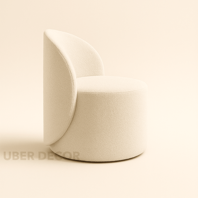 Royal Twirl Swivel Chair- Cute White Backrest Pouffe Chair for Bedroom & Makeup