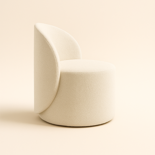 Royal Twirl Swivel Chair- Cute White Backrest Pouffe Chair for Bedroom & Makeup