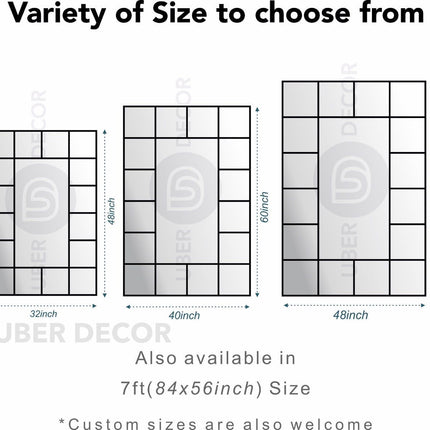 PaneGleam- Window Pane Metal Framed Mirror for Living Room Foyer, Hallway, Bedroom or Hotel