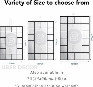 PaneGleam- Window Pane Metal Framed Mirror for Living Room Foyer, Hallway, Bedroom or Hotel - Uber Decor