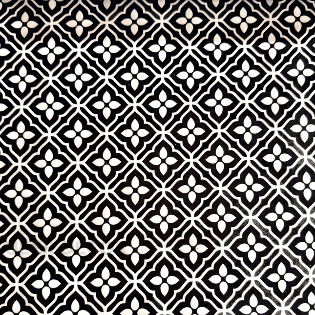Istanbel Martar - Midnight Mosaic Tile Printed Suede Upholstery Fabric- Midnight Mosaic Tile