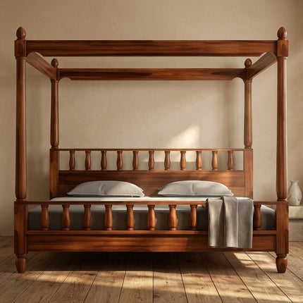 SandalSpires Traditional Four‑Poster Canopy Customisable Bed for Heritage Bedrooms