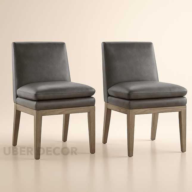 Cavara Contemporary Dining Chair Set of 2 Modern Solid Wood Base Custom Made Design Ideal for Dining Room Formal Dining Hall - Uber Decor