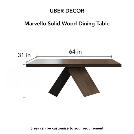 Marvello Solid Wood Dining Table Modern Contemporary Design with Sculptural Wooden Base for Formal Dining Room
