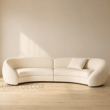 Linz Curved Sofa Couch Japandi Wabi Sabi Modern Minimalist Luxury Furniture for Lounge, Suite, and Studio